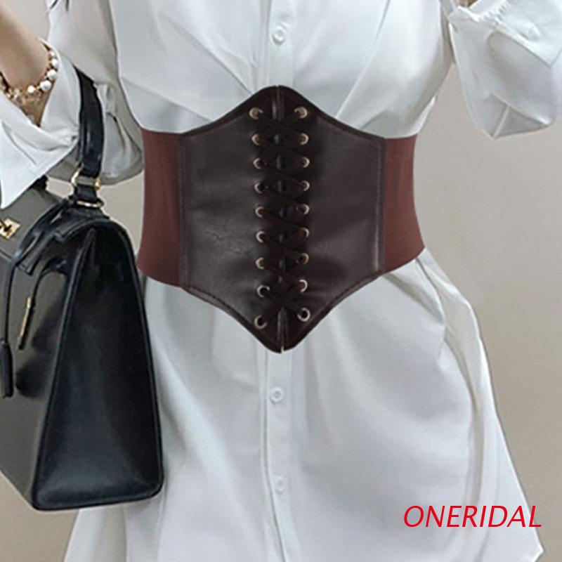 Đai nịt bụng bằng da nhân tạo phối ren phong cách steampunk cổ điển quyến rũ dành cho nữ