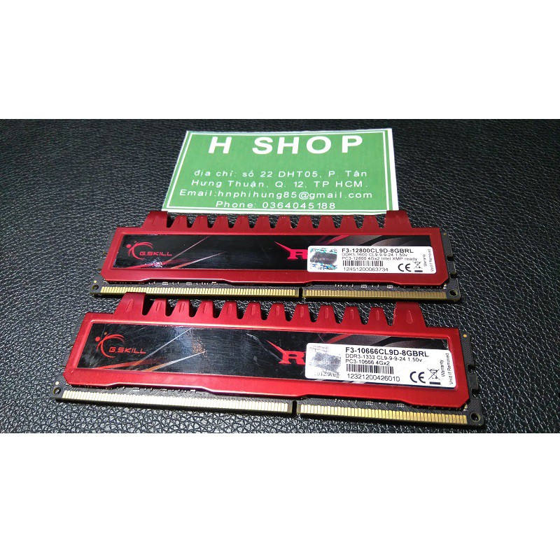 Ram tản nhiệt 8Gb DDR3 bus 1600 - 12800s (Kit 2x4gb), ram bộ hiệu GSKILL - RIPJAWS, tháo máy chính hãng, bảo hành 3 năm
