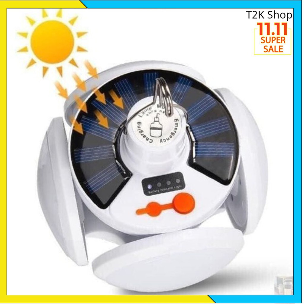 Bóng đèn tích điện 4 cánh hoa hàng 5 chế độ sáng - Đèn Led Năng Lượng Mặt Trời Tiết Kiện Điện Năng, Đèn LED Tích Điện