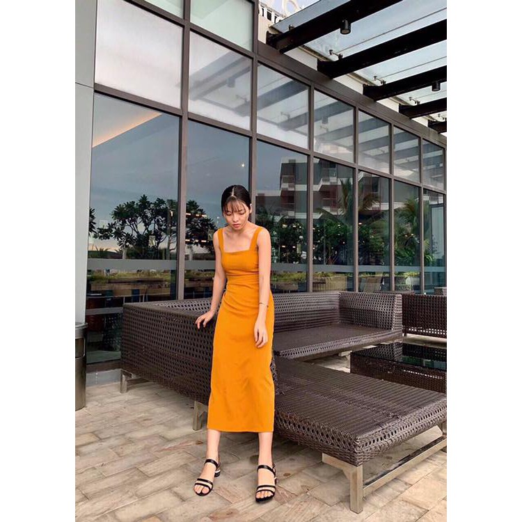 ĐẦM MAXI VÀNG CỘT NƠ LƯNG | BigBuy360 - bigbuy360.vn