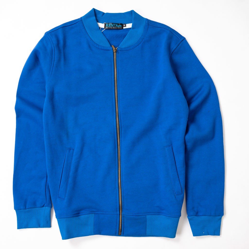 Áo Khoác bomber nỉ cao cấp màu xanh dương KENTA Nam AKN0174