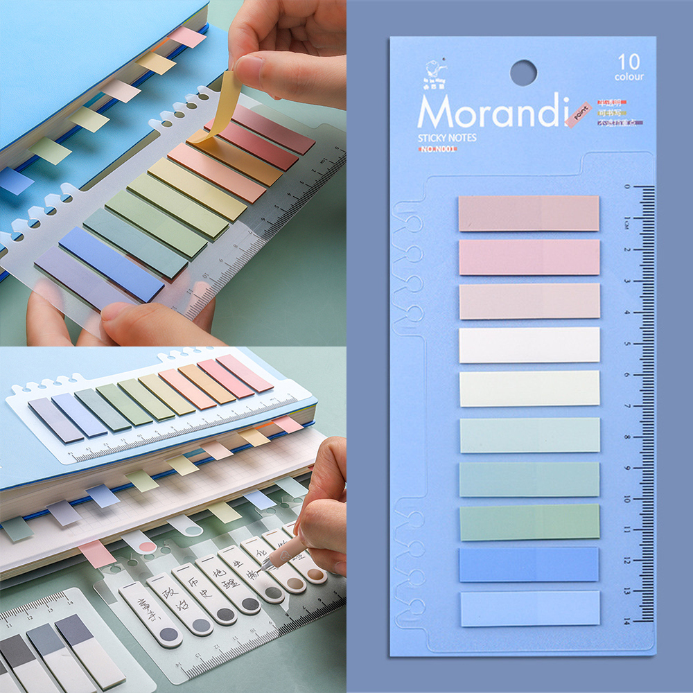 Bộ giấy dán ghi chú 10 màu dạ quang sáng tạo