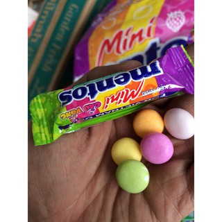(48 thỏi mini) Kẹo mentos trái cây cầu vồng màu tự nhiên 480g