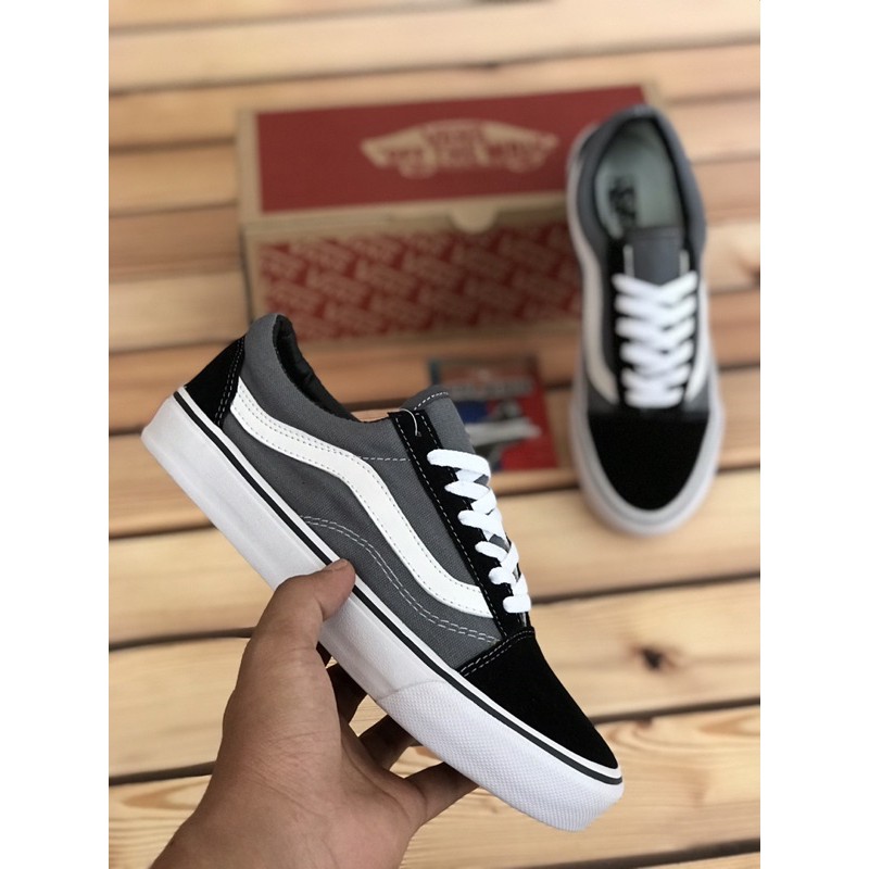 Giày Thể Thao Vans Oldschool Thiết Kế Màu Đen Xám Thời Trang Cá Tính