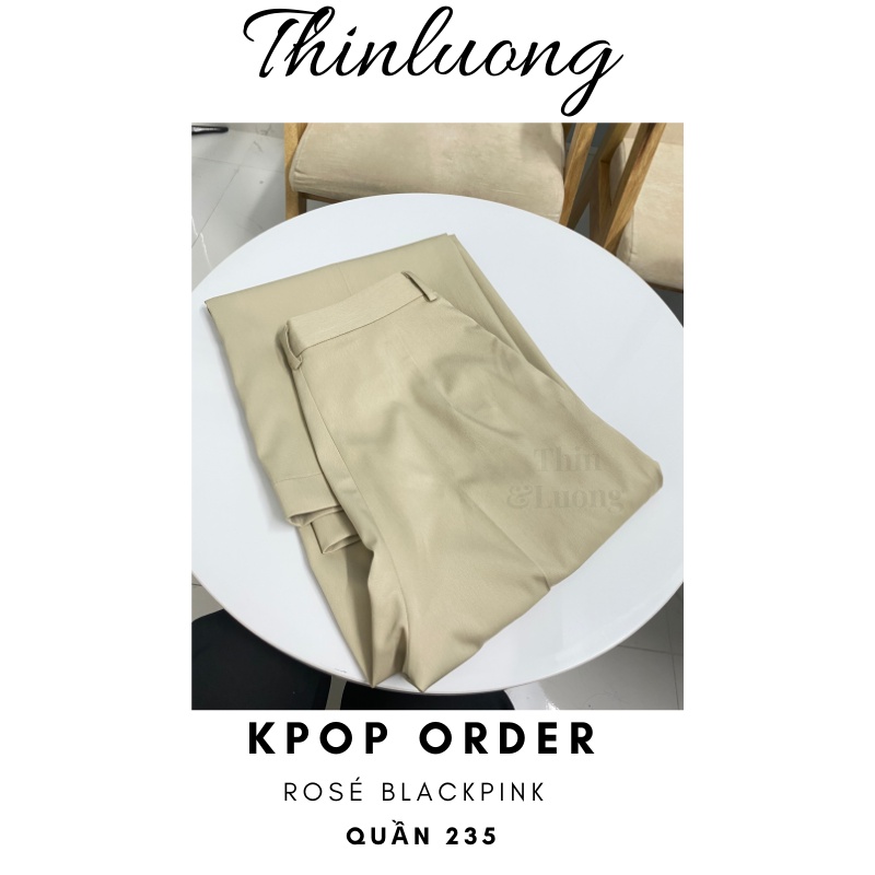 (Có sẵn 6 màu đủ size) Quần tây ống rộng suông giống Rose Blackpink cho nữ màu kem lưng ngang cạp cao