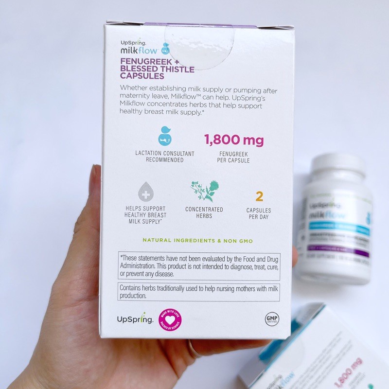 Lợi sữa Upspring MilkFlow cỏ cà ri Mỹ - 1800mg