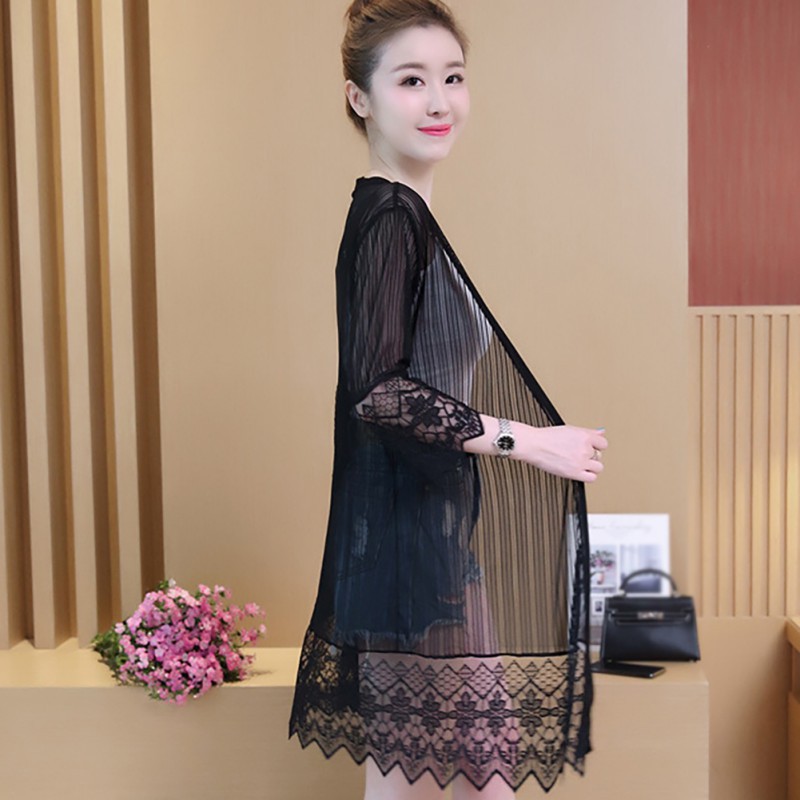 Áo Khoác Cardigan Dáng Rộng Phối Ren Hoa Cho Phái Nữ | BigBuy360 - bigbuy360.vn