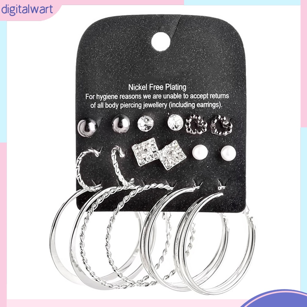 Set 9 Đôi Khuyên Tai Đính Đá Và Ngọc Trai Giả Thời Trang Thanh Lịch Dành Cho Nữ