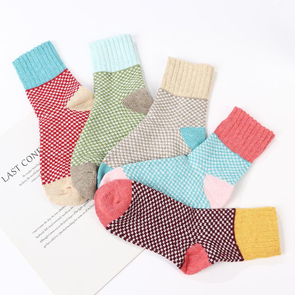 MELODG Set 5 Đôi Tất Giữ Ấm Nhiều Màu Sắc Thiết Kế Dày Dặn Thoải Mái