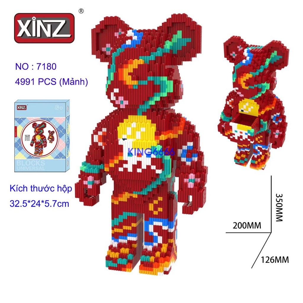 Lesgo Gấu Bearbrick 35cm Đồ chơi lắp ráp mô hình cỡ lớn 36cm Hàng Đẹp bear bricK