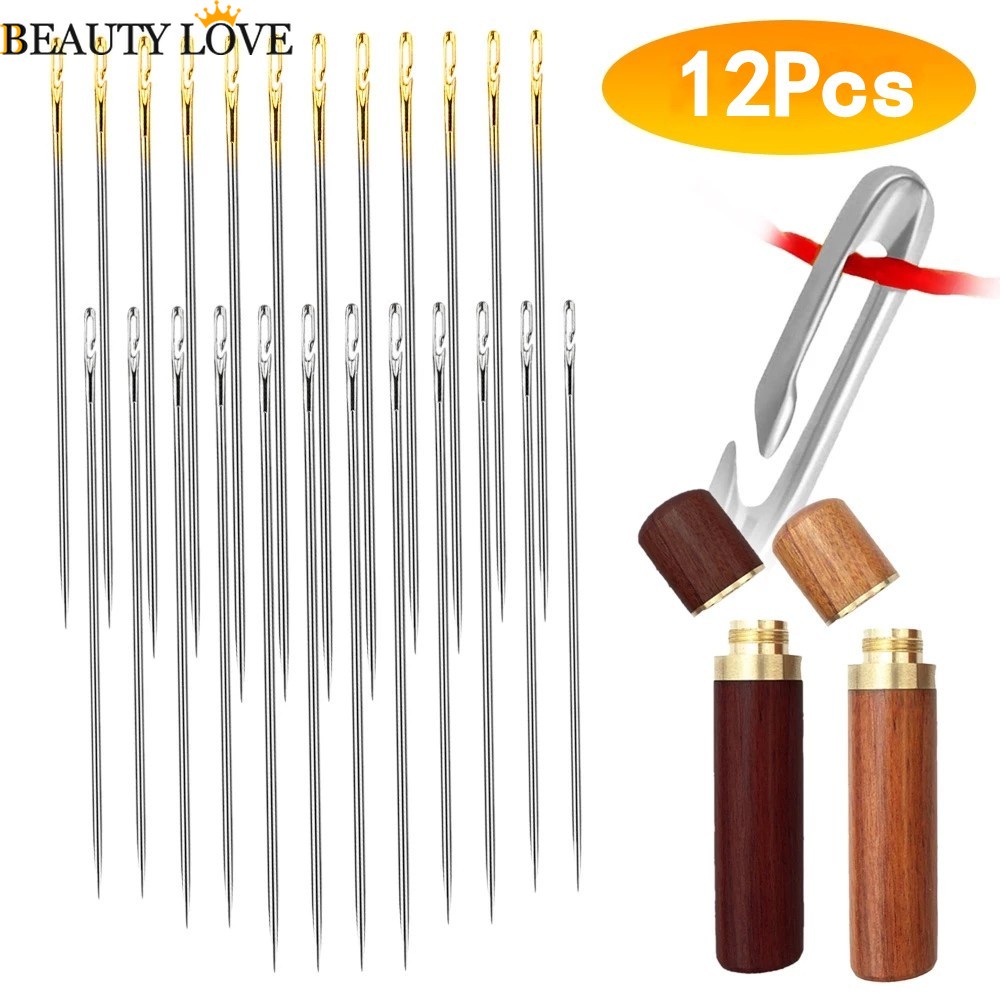 Bộ 12 Kim May Vá Hai Lỗ Bằng Thép Không Gỉ