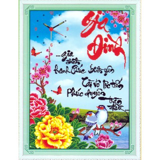 Tranh đính đá abc 3d đồng hồ gia đình hạnh phúc bình yên ha122ab , h887 kt:67x57cm