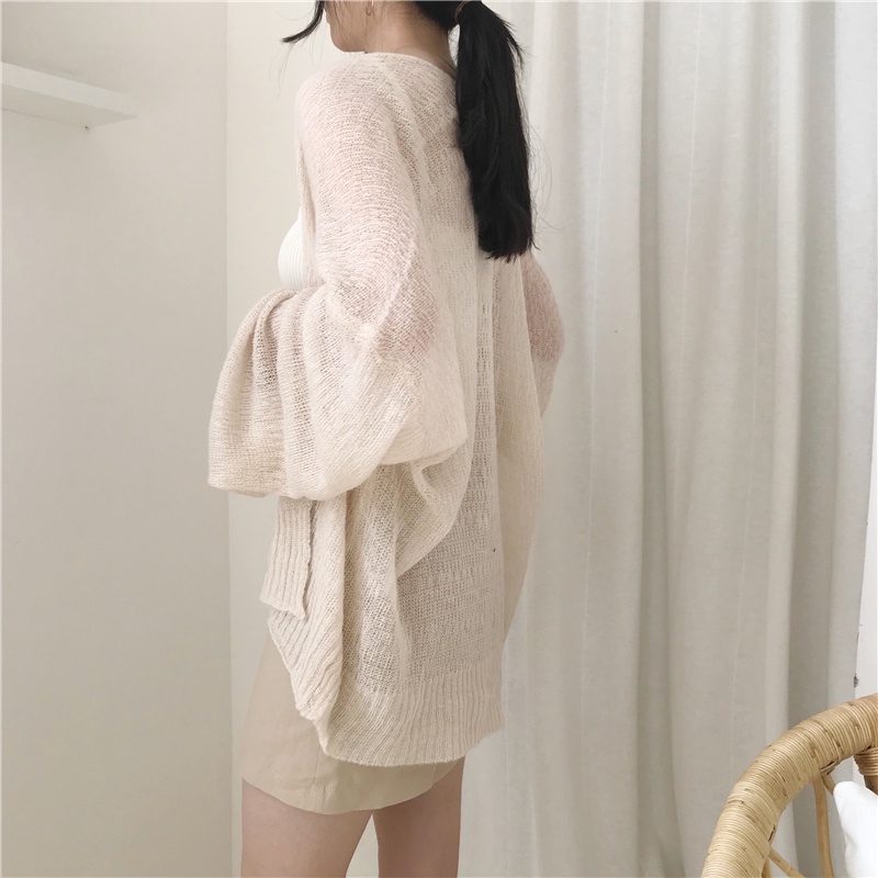 SUXI Áo Khoác Cardigan Dệt Kim Mỏng Tay Dài Dáng Rộng Thời Trang Mùa Hè Phong Cách Hàn Quốc