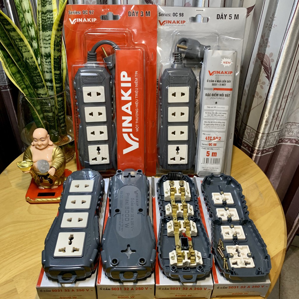 Ổ cắm cao cấp siêu bền siêu chịu tải liền dây 8000W Vinakip