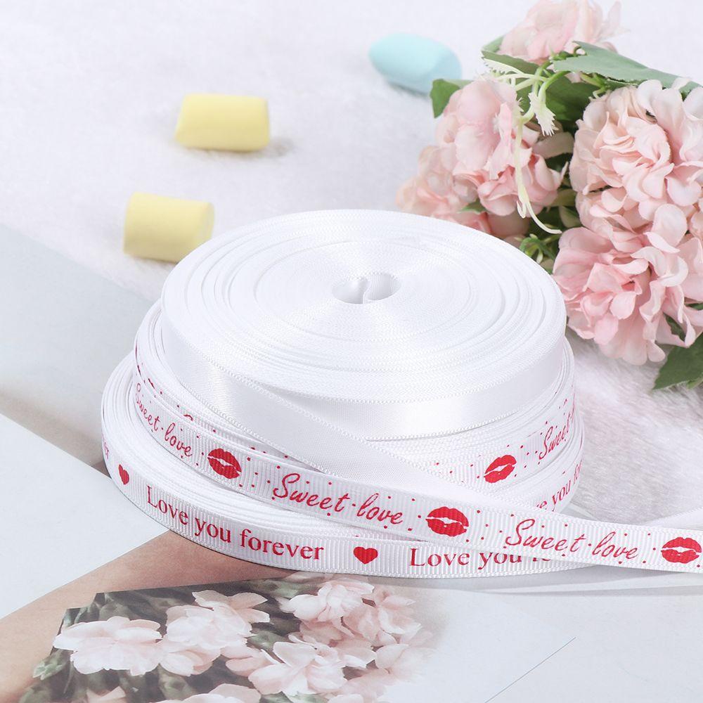 Cuộn Dây Ruy Băng Vải Satin Thắt Nơ In Họa Tiết Trái Tim Trang Trí Bánh Kem Ngày Valentine