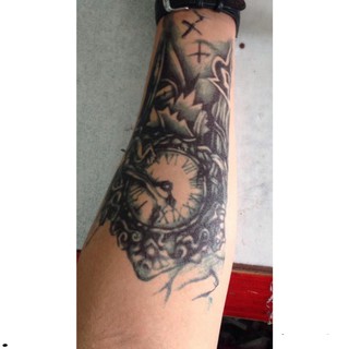 HÌNH XĂM DÁN TATOO NAM ĐỒNG HỒ QUỶ KÍCH THƯỚC 15 x 21 CM