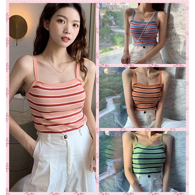 Áo sát nách hoạ tiết kẻ sọc thiết kế tôn dáng cho phái nữ