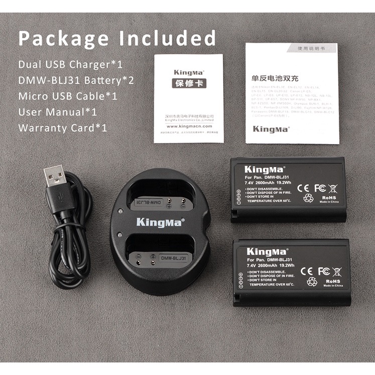 Sạc đôi Kingma cho pin Panasonic DMW-BLJ31