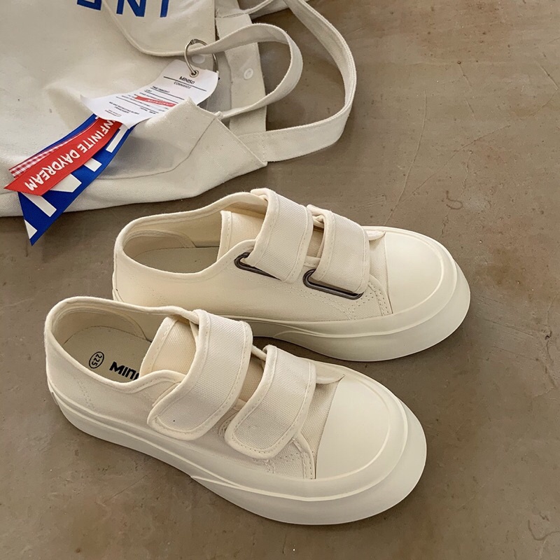 Giày Thể Thao Canvas Quai Dán Đế Bánh Mì | ảnh thật cuối