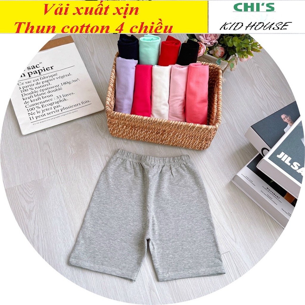 [VẢI XUẤT XỊN/ 25-55KG] QUẦN LEGGING ĐÙI QUẦN ĐÙI TRƠN THUN COTTON 4 CHIỀU CHO BÉ GÁI/TRAI