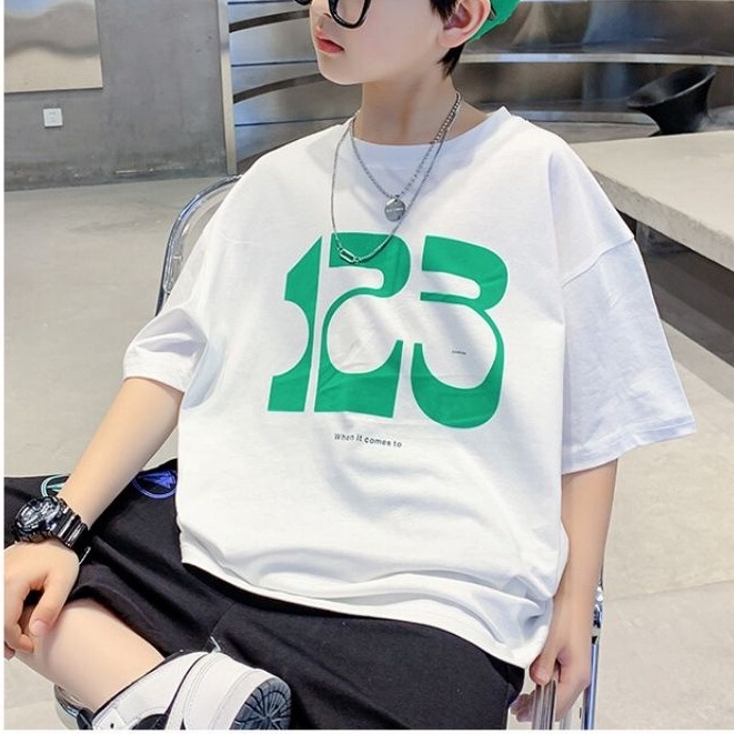 Áo thun BXPB tay ngắn cổ tròn in họa tiết thời trang mùa hè cho bé trai 3-15 tuổi tùy chọn màu sắc