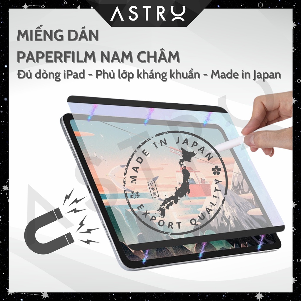 [Paperlike nam châm] Miếng dán AstroMazing Paperfilm Paper like tháo rời dành cho iPad Pro 11 12.9 Air 4 5 Gen 7 8 9 10