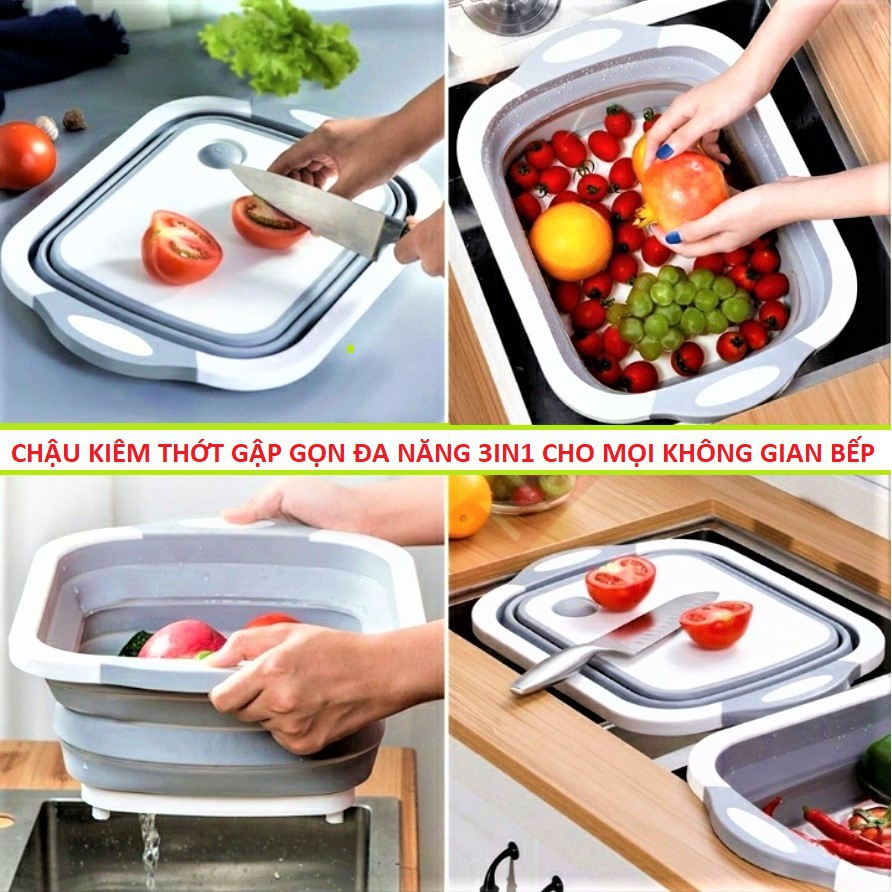 Kho Sỉ Chậu Rửa Rau Củ Quả Kiêm Thớt Đa Năng Tiện Lợi 3 In 1