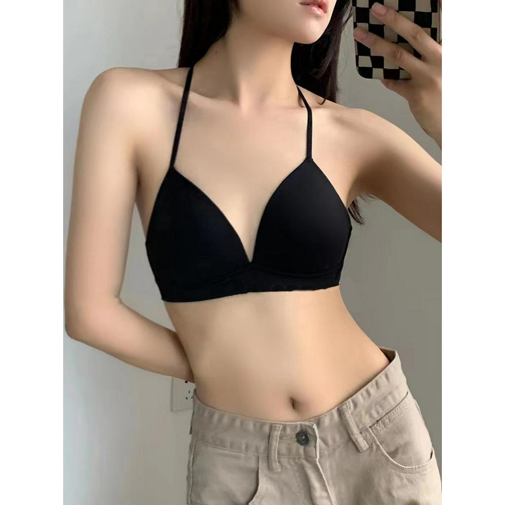HUANG YOYO Áo croptop Áo Lót Cổ Yếm Hở Lưng Có Mút Đệm Ngực Ngọt Ngào Cho Nữ