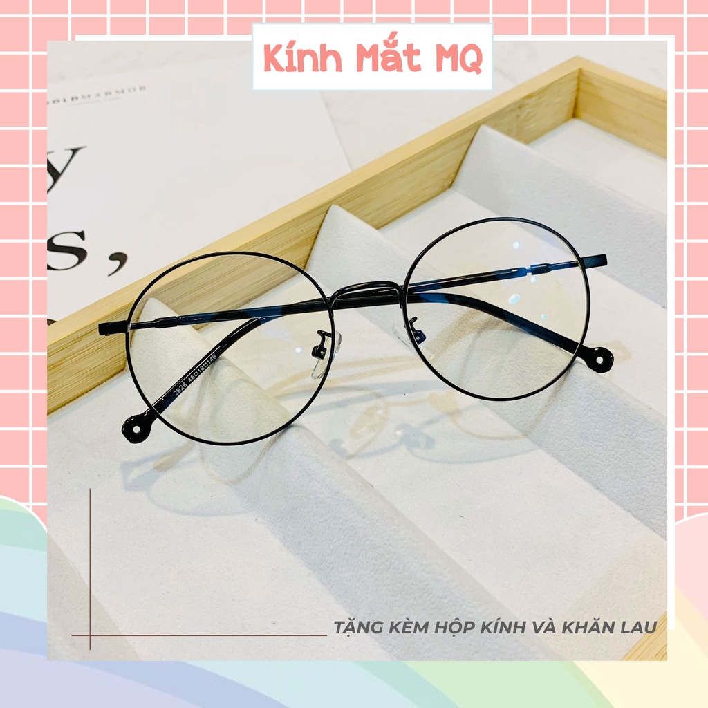 Gọng kính cận nam nữ tròn vintage mảnh nhẹ Nobita 2626 dễ đeo, Kính mắt MQ nhận lắp mắt cận 0-6 độ vào kính