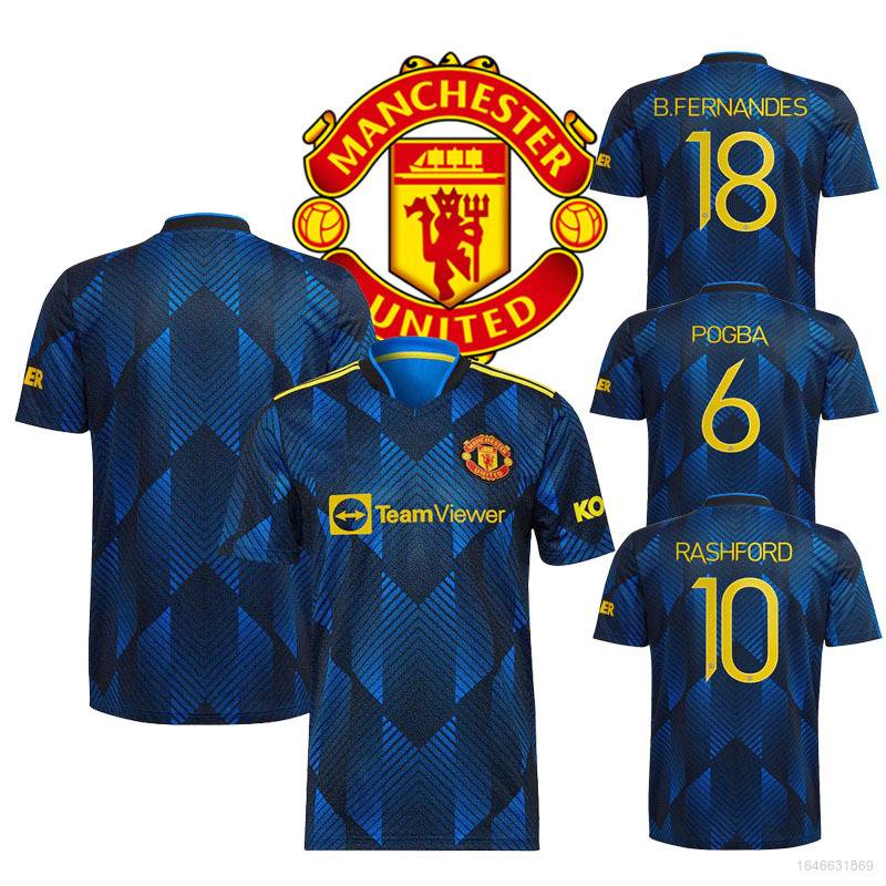Mới 2021-2022 MUN F.C. Áo Thun Bóng Đá size Lớn Rashford Fernandes Pogba