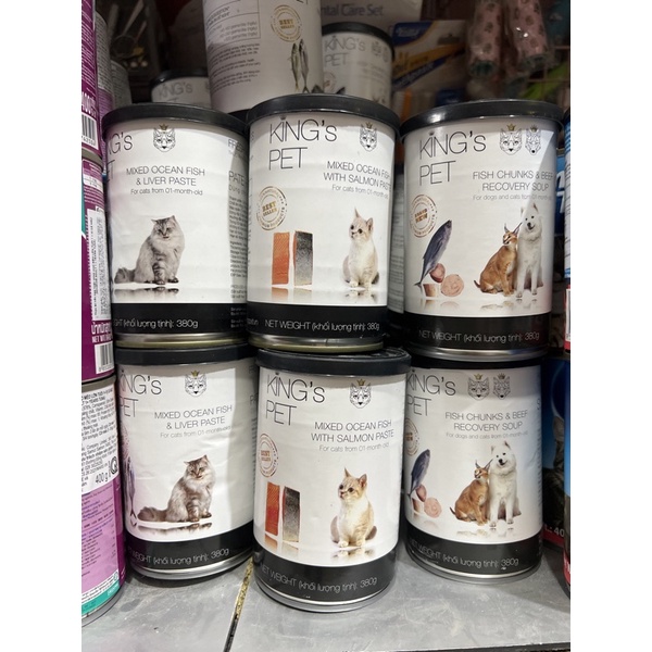 Pate cho chó mèo King’s Pet ⚡CHỈ 1 NGÀY⚡ - Thức ăn cho chó mèo từ 1 tháng tuổi 380g/lon - PET & JOI