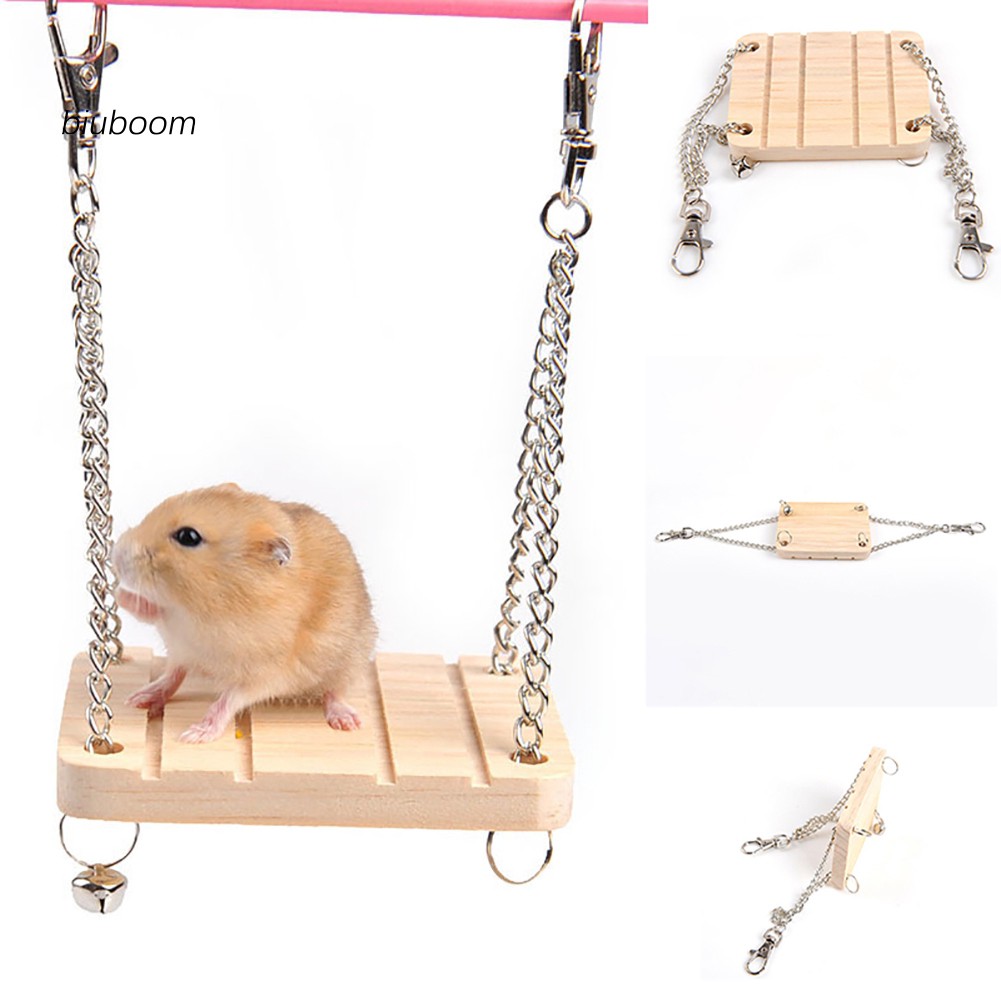 Xích Đu Đồ Chơi Bằng Gỗ Có Chuông Treo Lồng Chim Vẹt / Hamster / Sóc