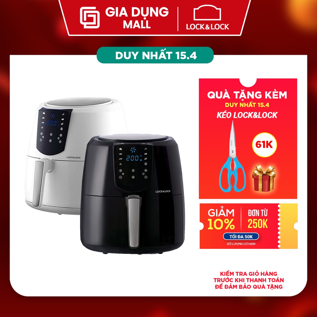 Nồi Chiên Không Dầu Điện Tử Lock&amp;Lock 5.2L-7.2L EJF357 / EJF296 - BH 12 tháng - Hàng Chính Hãng