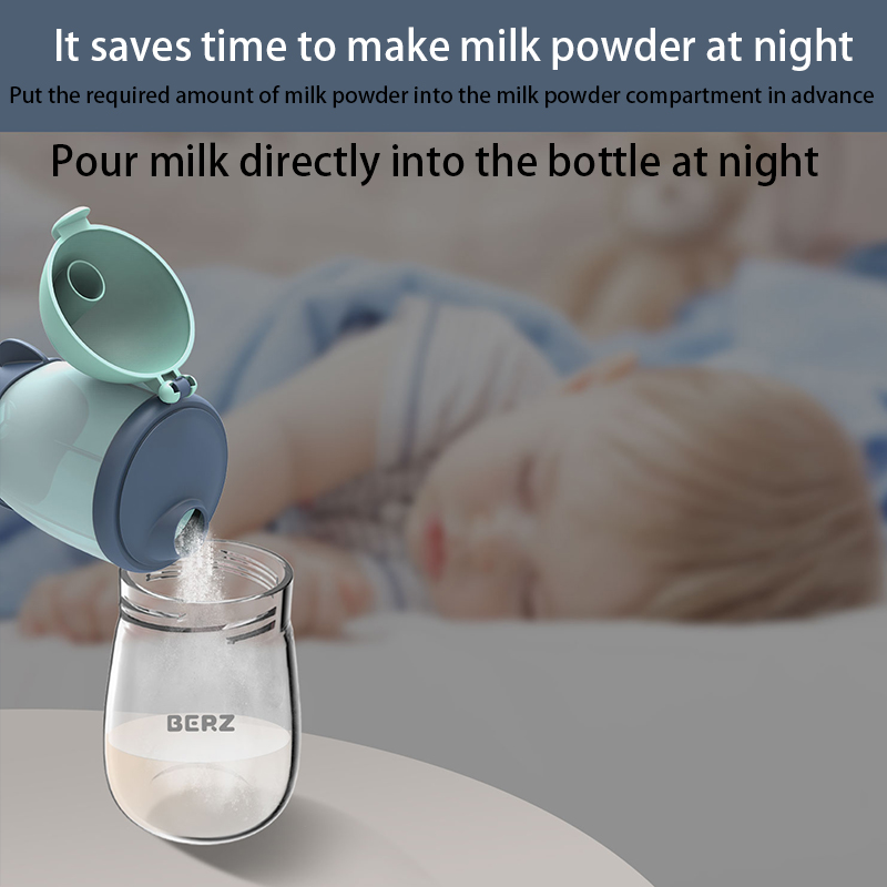 BERZ Hộp đựng sữa bột xách tay đi ngoài và xách tay dung tích lớn 260ml hộp sữa bột bảo quản chia thành hộp kín cho bé