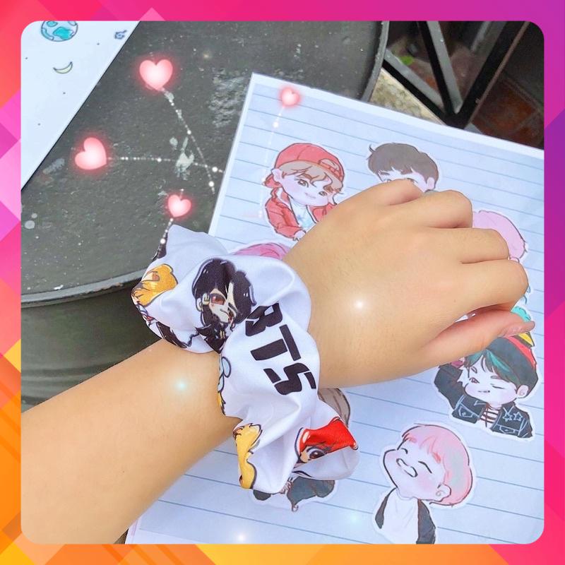 Thun Cột Tóc Vải Scrunchies - Dây Buộc Tóc Scrunchies ( BTS - BT21 )