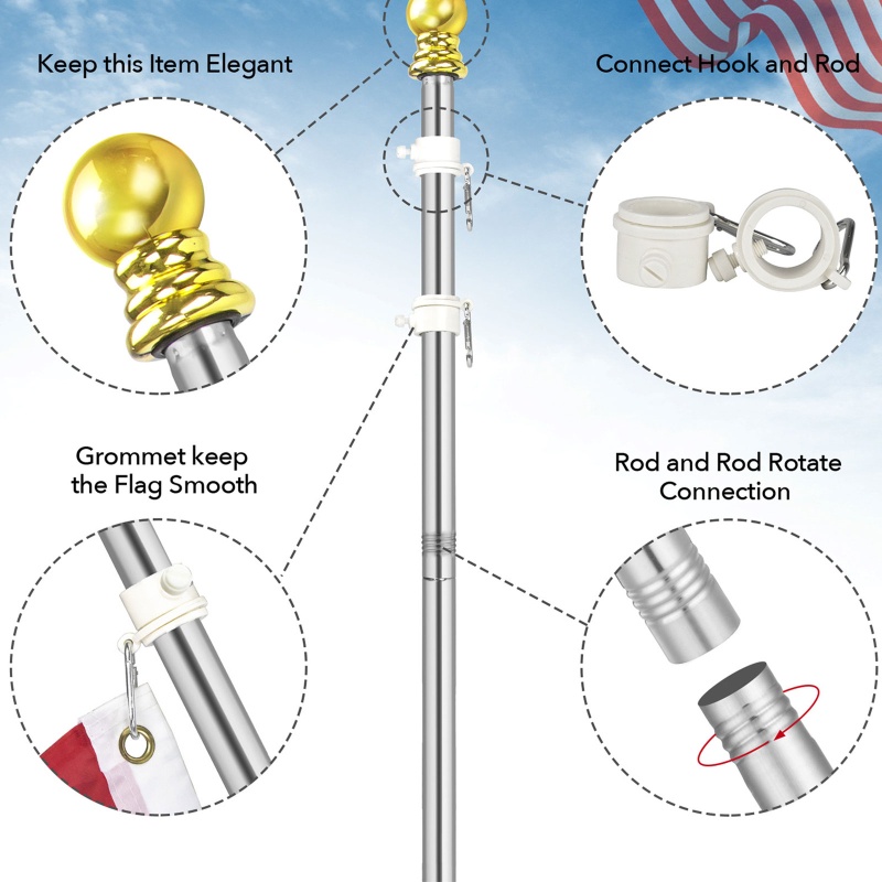 Bộ Cần Xoay 1 8m Bằng Thép Không Gỉ Gắn Tường