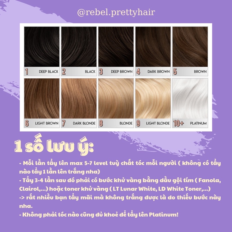 Thuốc tẩy tóc Elgon Xanh/ Tím - Set tẩy theo độ dài tóc