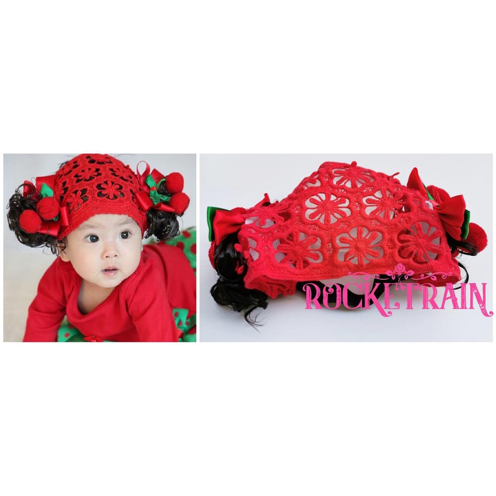 Mũ Có Tóc Giả Mái Ngang Xinh Xắn Cho Bé Gái