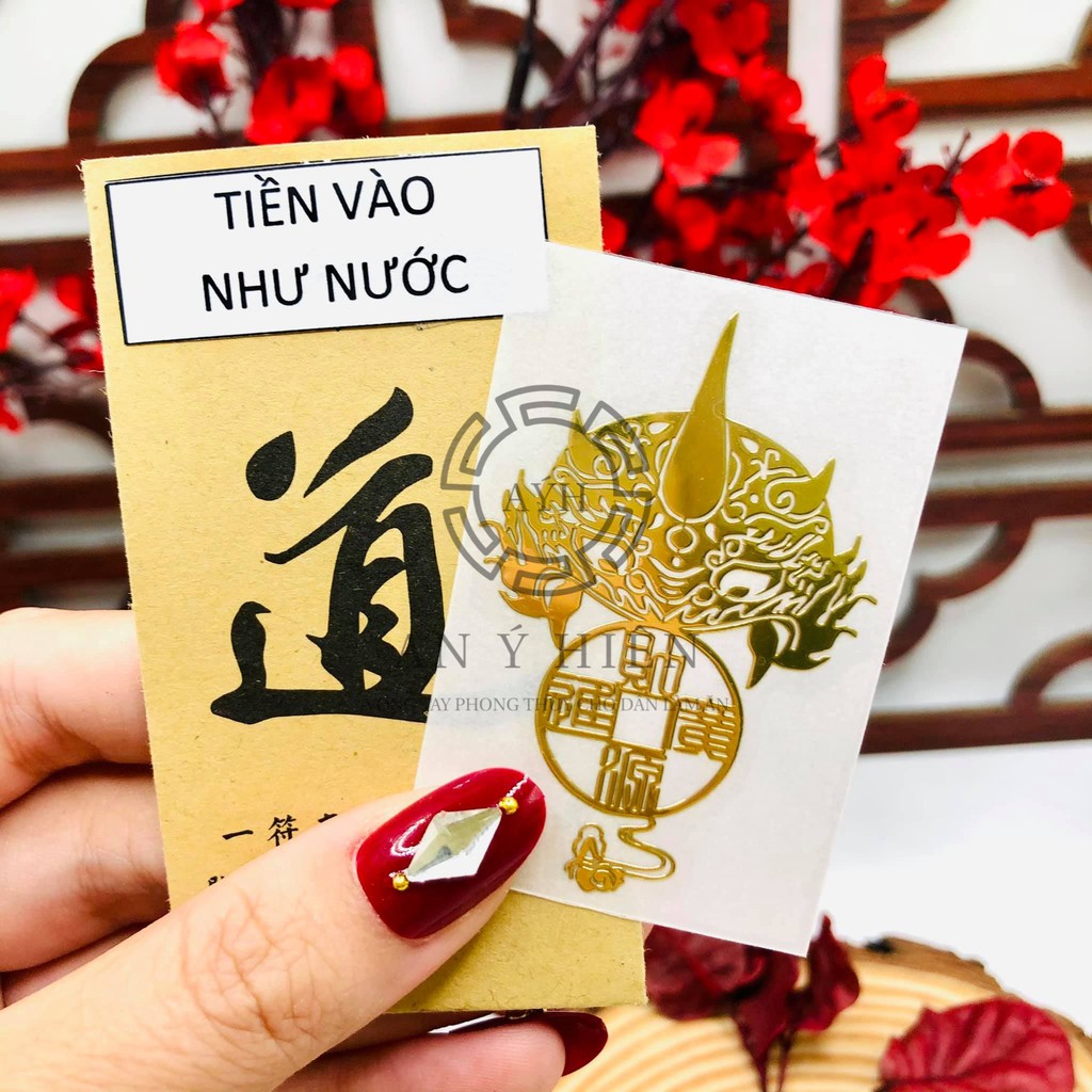 Miếng dán Tiền vào như nước (Đã trì chú - Decal linh phù dán điện thoại thiếp kim cao cấp, giá sỉ)