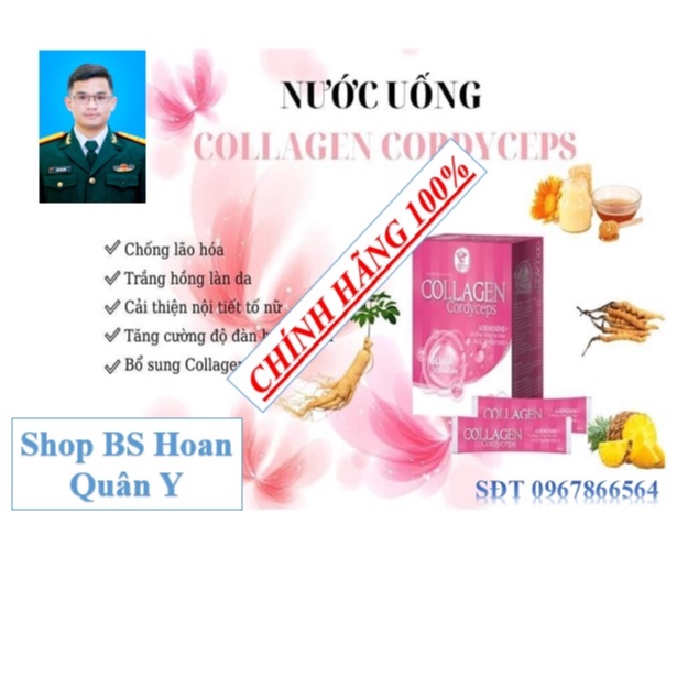 {Shop BS Hoan Quân Y} Nước uống Collagen cordyceps Viện Hàn lâm KH&CN Việt Nam, hộp 20 gói