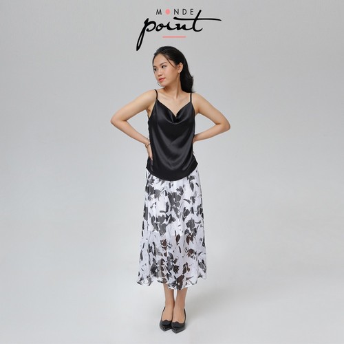 Chân váy Monde Point MPWA0616211 hoa văn đen