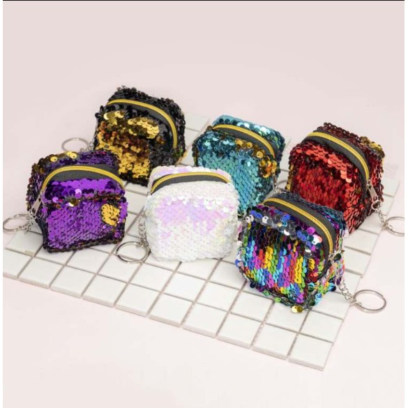 Ví hình hộp mini đính sequin lấp lánh đựng tiền đồng dễ thương | BigBuy360 - bigbuy360.vn