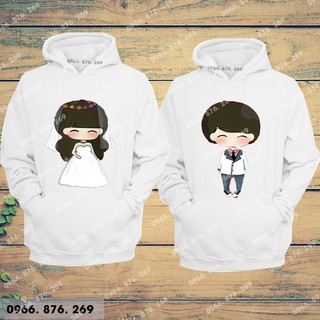 Áo đôi hoodie cực dễ thương ( tặng móc khóa đôi)