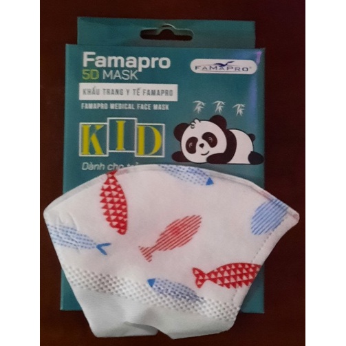 Khẩu trang y tế cho Trẻ Em 5D -3 Lớp Kháng Khuẩn Famapro  - Hộp 10 cái