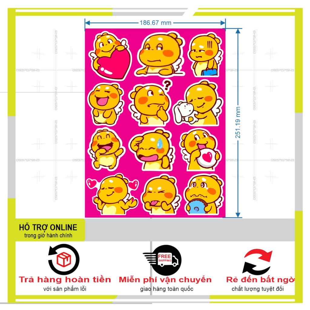 LOGO STICKER DÁN XE MÁY KHỦNG LONG CUTE DỄ THƯƠNG - DUNG DECAL