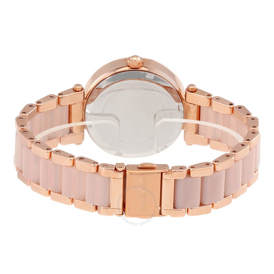 Đồng Hồ MICHAEL KORS Parker Mini Multi-Function Rose Dial Rose Gold-tone and Blush Acetate Ladies Watch