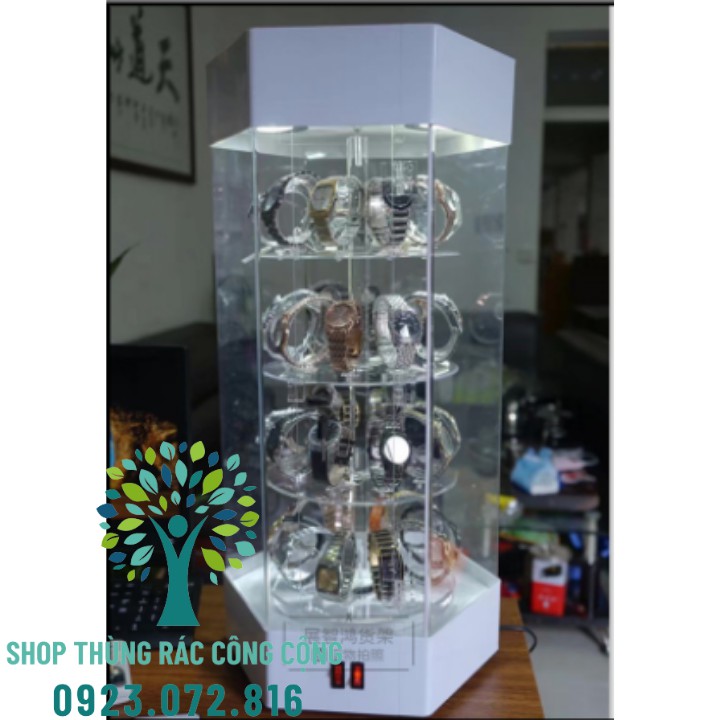 TỦ TRƯNG BÀY XOAY 360 ĐỘ 4 TẦNG