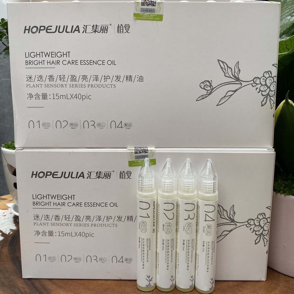 Huyết thanh nước hoa siêu phục hồi tóc nguyên chất HOPEJULIA Lightweight Bright Hair Care Essence Oil 15mlx40pic