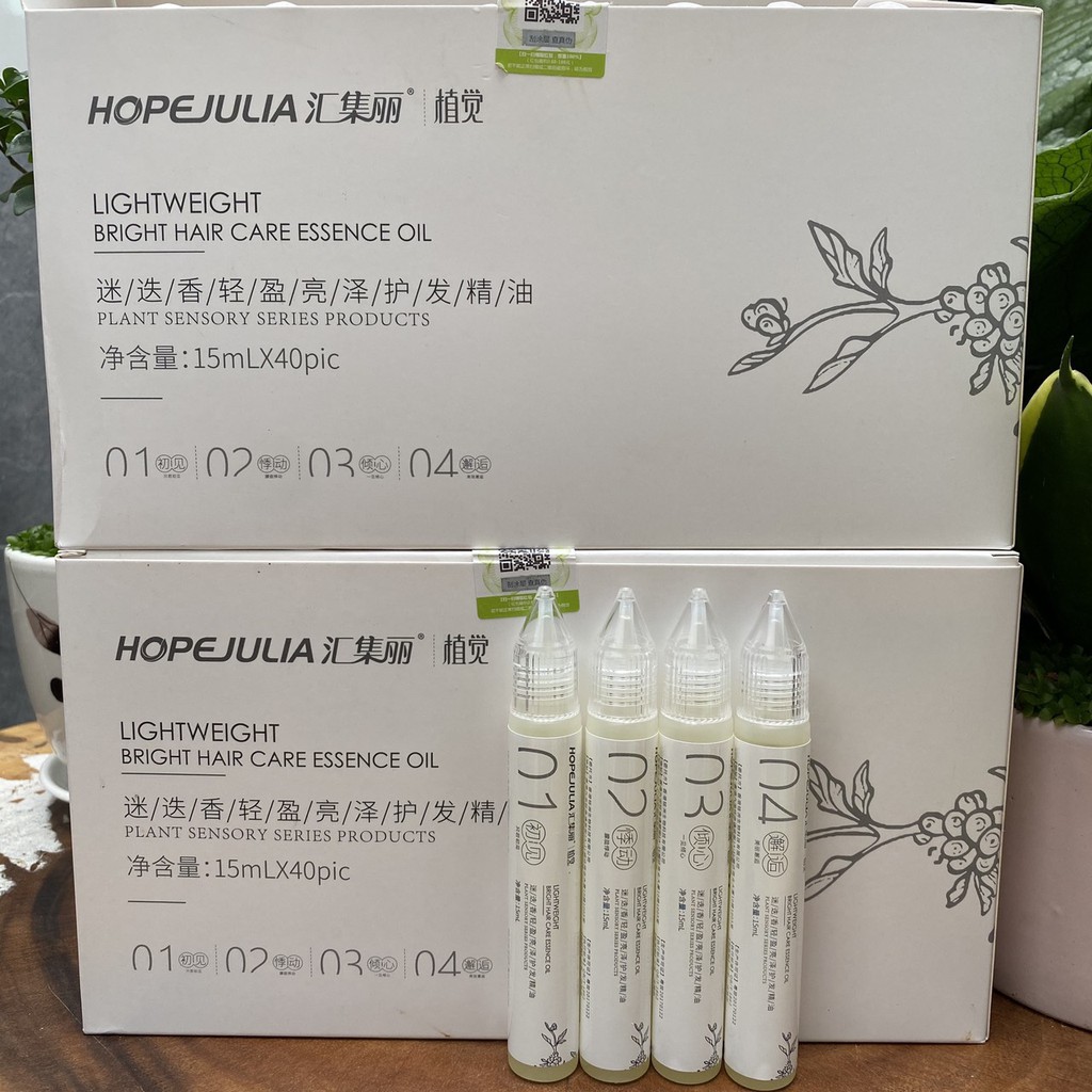 { Lẻ } Huyết thanh nước hoa siêu phục hồi tóc nguyên chất HOPEJULIA Lightweight Bright Hair Care Essence Oil 15ml