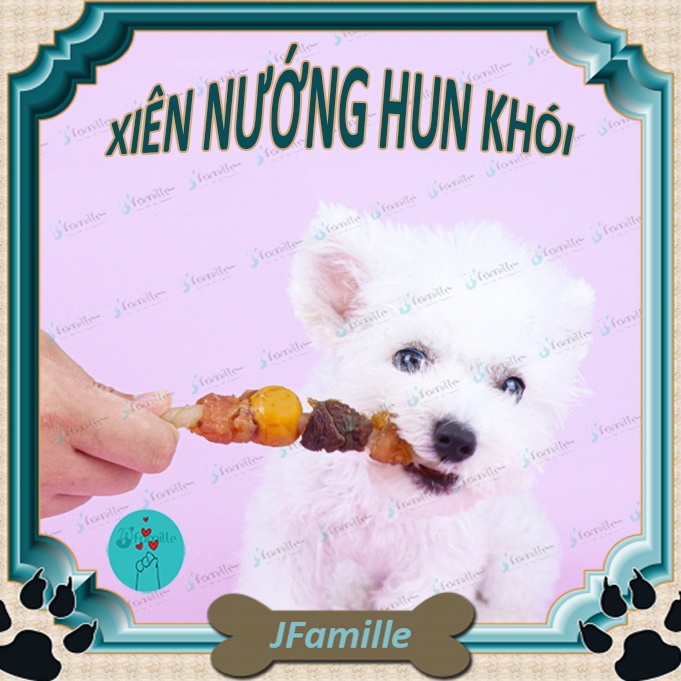 [100GR- SIÊU HOT]Đồ Ăn Vặt Chó Mèo JFamille, Xiên Que Nướng Hun Khói, Snack Bò Gà Vịt Lòng Đỏ Trứng, Bổ Sung Đạm. JF136